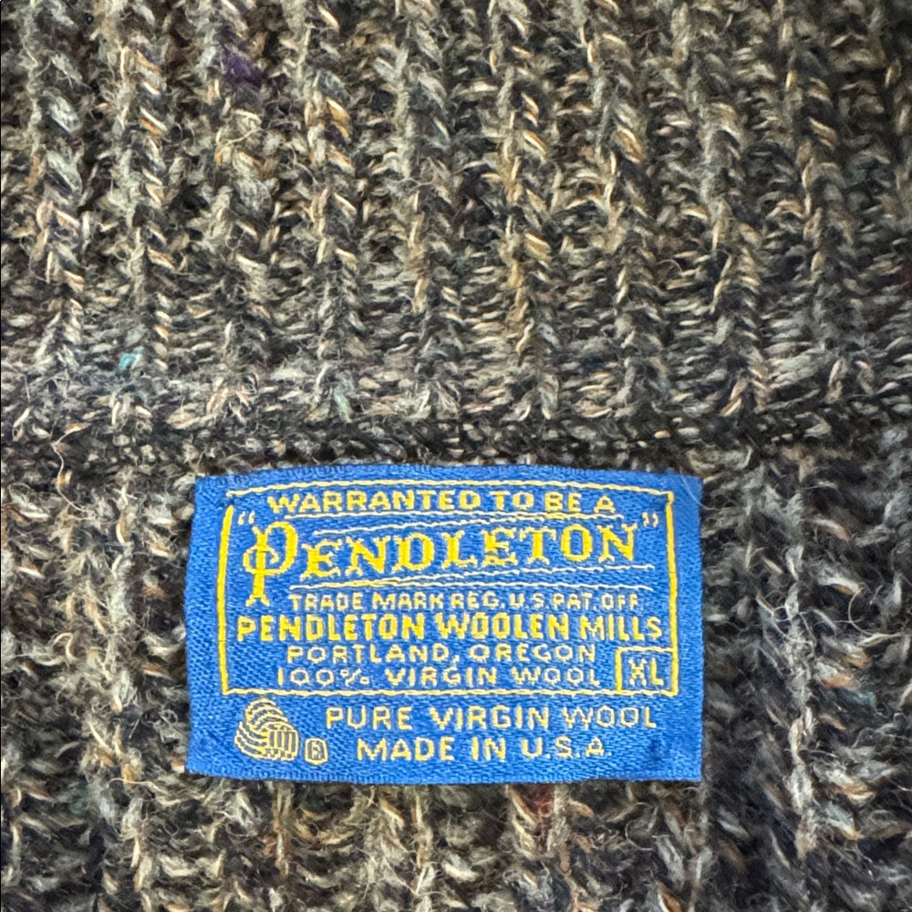 Pendleton Brown and Black Tweed Button Cardigan Virgin Wool  XL fits like a L - Picture 2 of 6